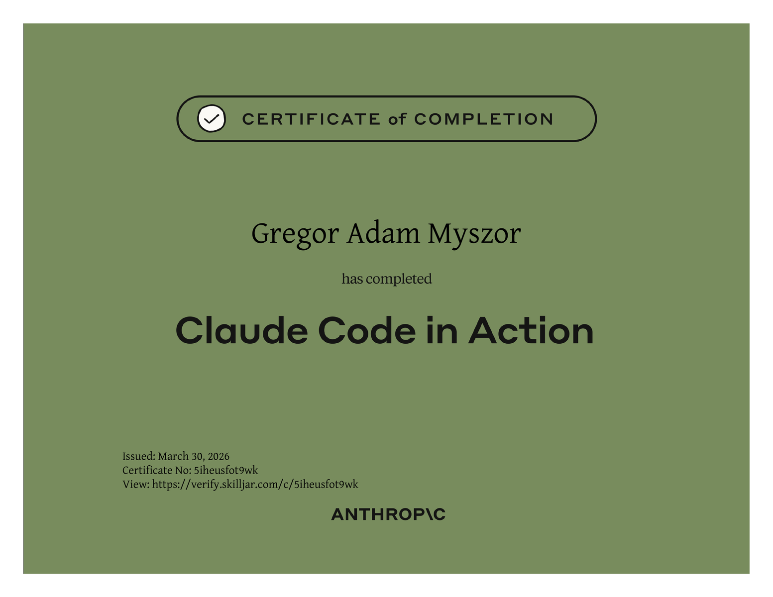 Anthropic Certificate: Claude Code in Action